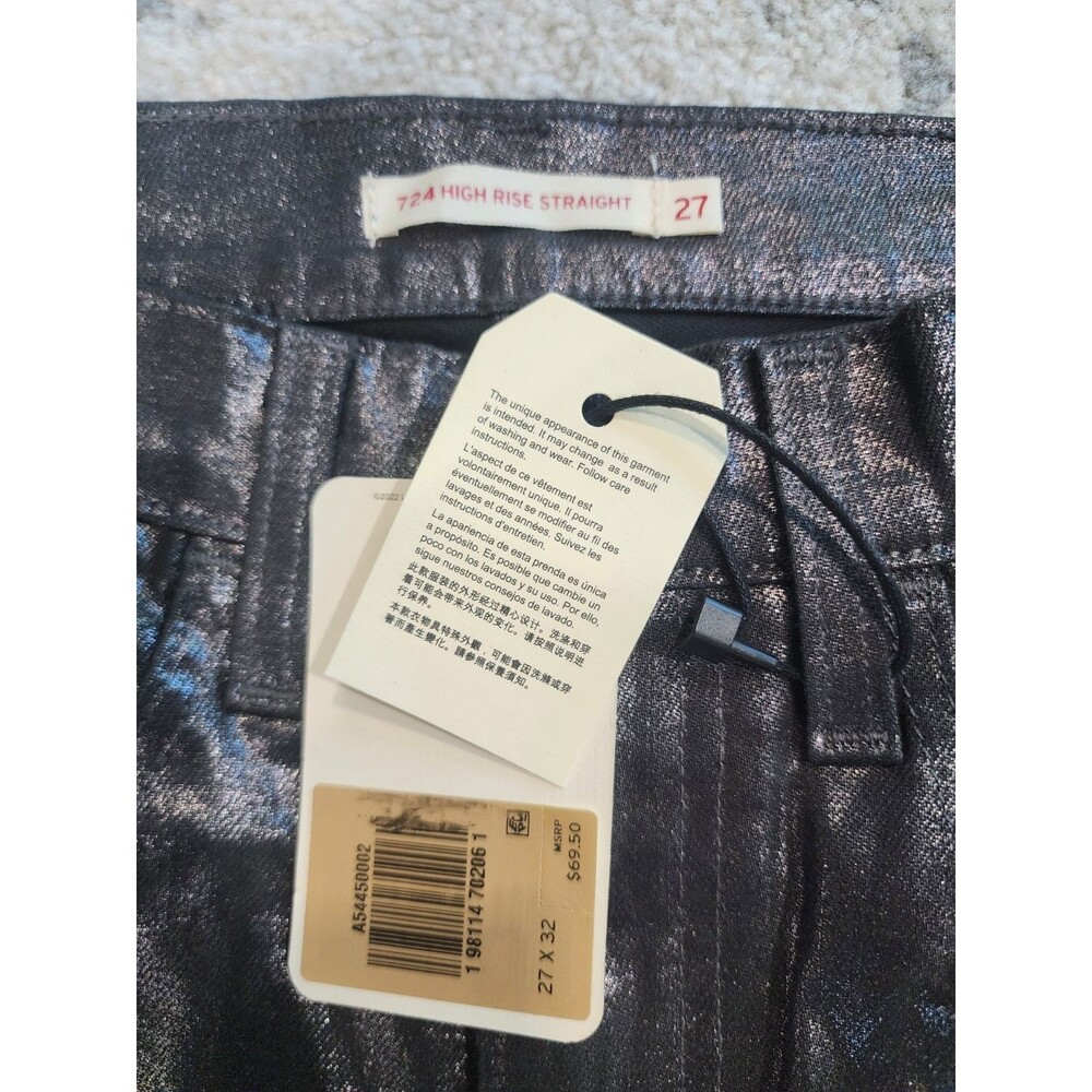 NWT LEVI'S 724 Women’s High Waist Str8 Leg Dk Gray Shine Till Dawn Jeans 27x32” - Picture 4 of 8